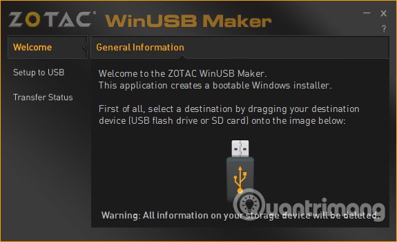 Khởi động ZOTAC WinUSB Maker
