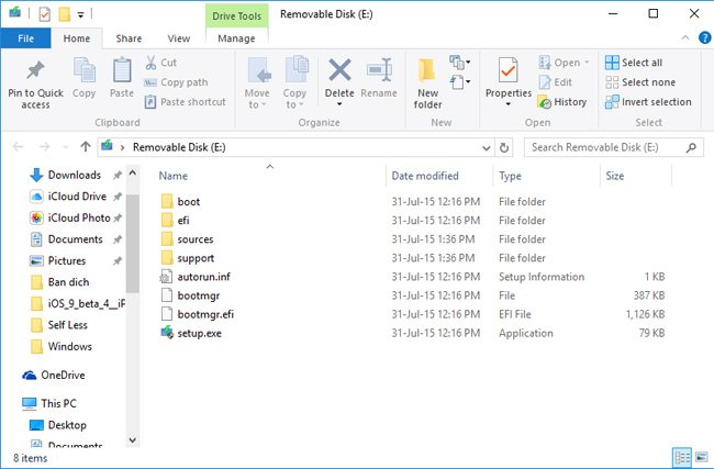 Dữ liệu cài đặt Windows 10