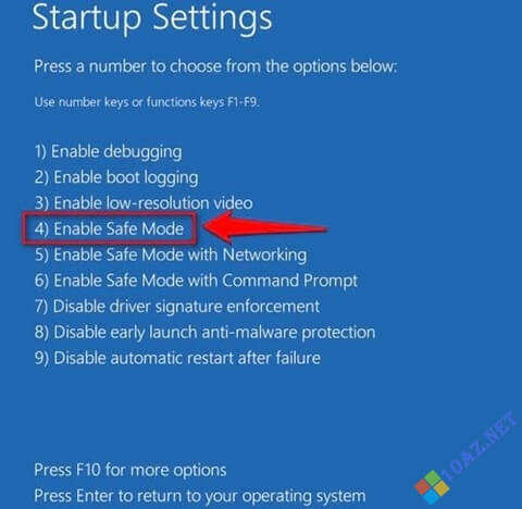 Bấm số tương ứng Enable Safe Mode