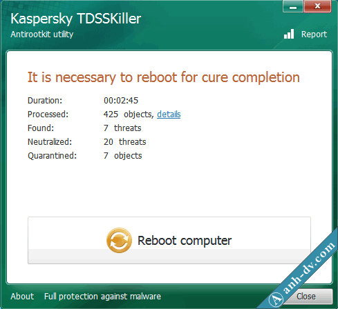 Hoàn tất sửa lỗi tự xóa Unikey với TDSSKiller