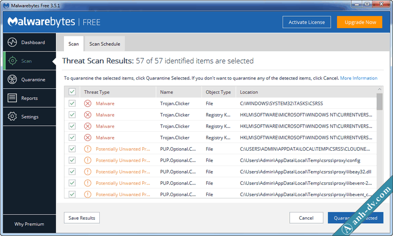 Sử dụng MalwareBytes để sửa lỗi tự xóa Unikey