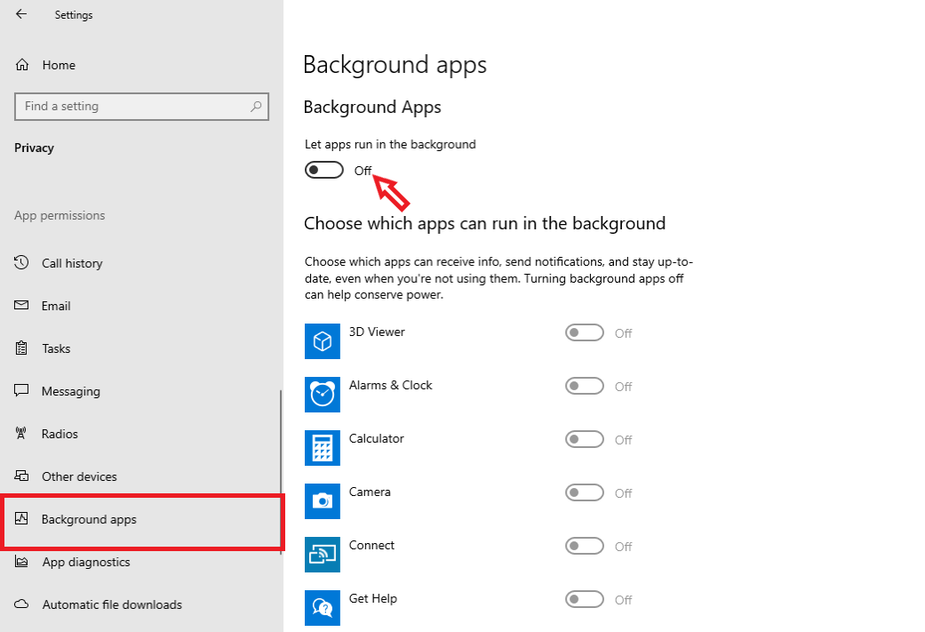 tắt background apps
