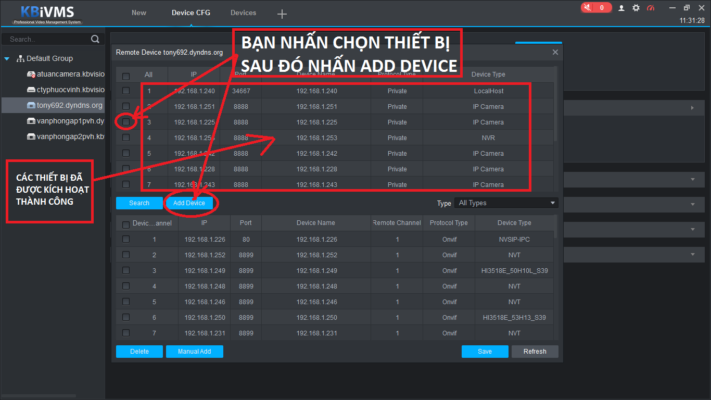 Thêm camera ip vào đầu ghi