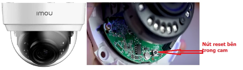 Nút reset bên trong cam ốp trần